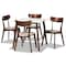 Baxton Studio Reba Mid-Century Light Beige Fabric and Walnut Brown Finished Wood 5-PC Dining Set 180-10813-11082-Zoro - alternate 1